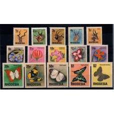 COLONIAS INGLESAS 1974 RHODESIA FLORES MARIPOSAS FAUNA RARA SERIE COMPLETA NUEVA MINT DE ALTO VALOR